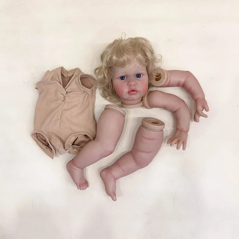 NPK 24'' Handmade High Quantity Unfinished Doll Parts with Hand Rooted Hair Ellie  Lifelike Reborn Doll Kit Painted Doll Kit