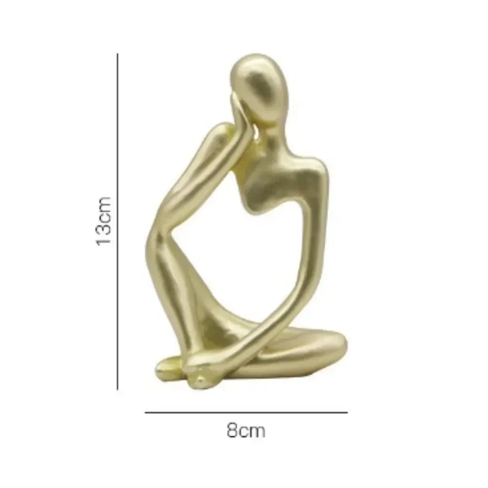 Decorations for Home Living Room Office Mini Thinker Sculpture Ornaments Resin Black Modern Abstract Sculptures Desktop