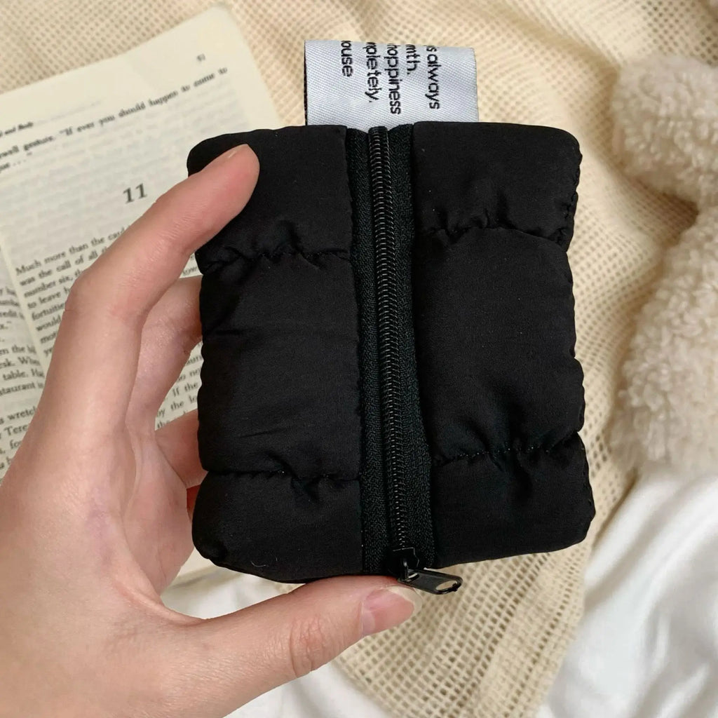 1pc Quilted Polyester Multi-Functional Storage Bag - Portable Makeup, Sanitary Pad & Jewelry Organizer with Zipper Closure