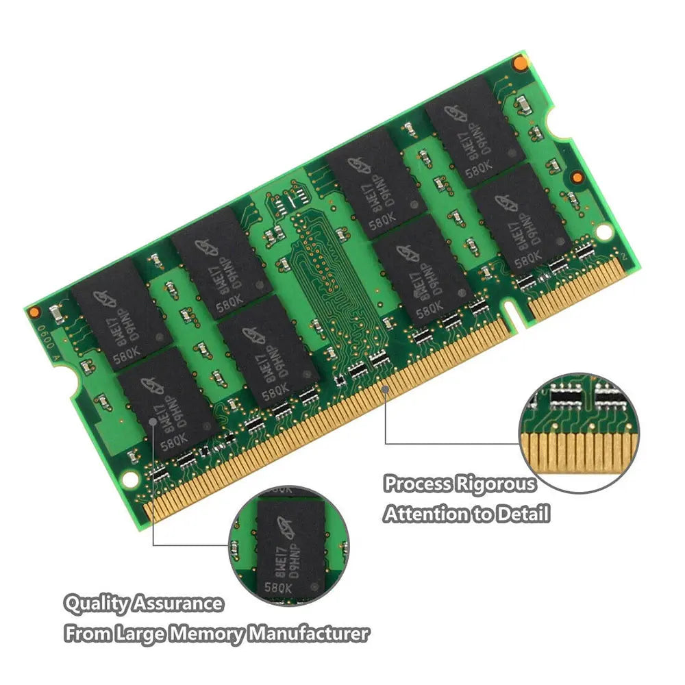 Crucial Memoria Laptop RAM DDR2 2GB 4GB (2x2GB) 667MHz 800MHz Memory SODIMM PC2-5300 PC2-6400 Non-ECC Unbuffered For Notebook