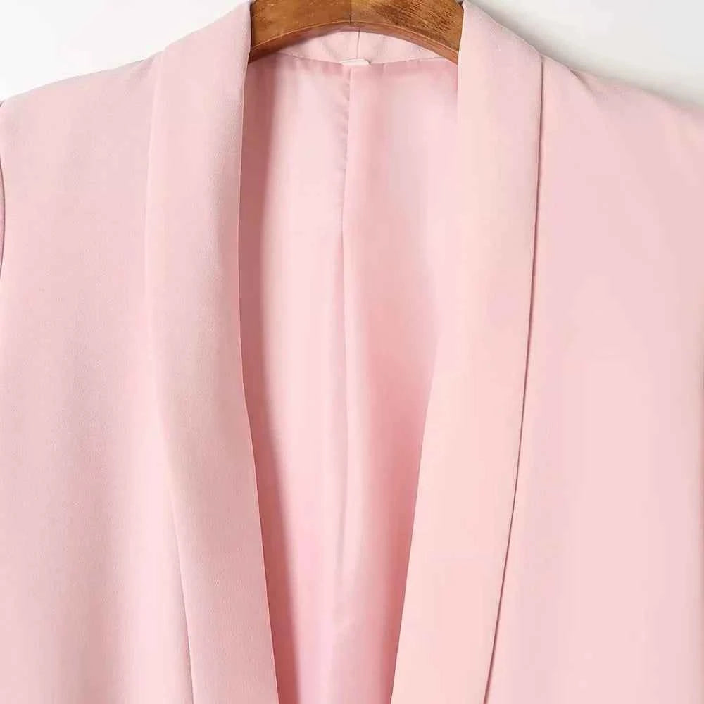 Women Fashion Office Wear Open Blazer Coat Vintage Long Pleated Sleeves Flap Pockets Female Outerwear Chic Tops