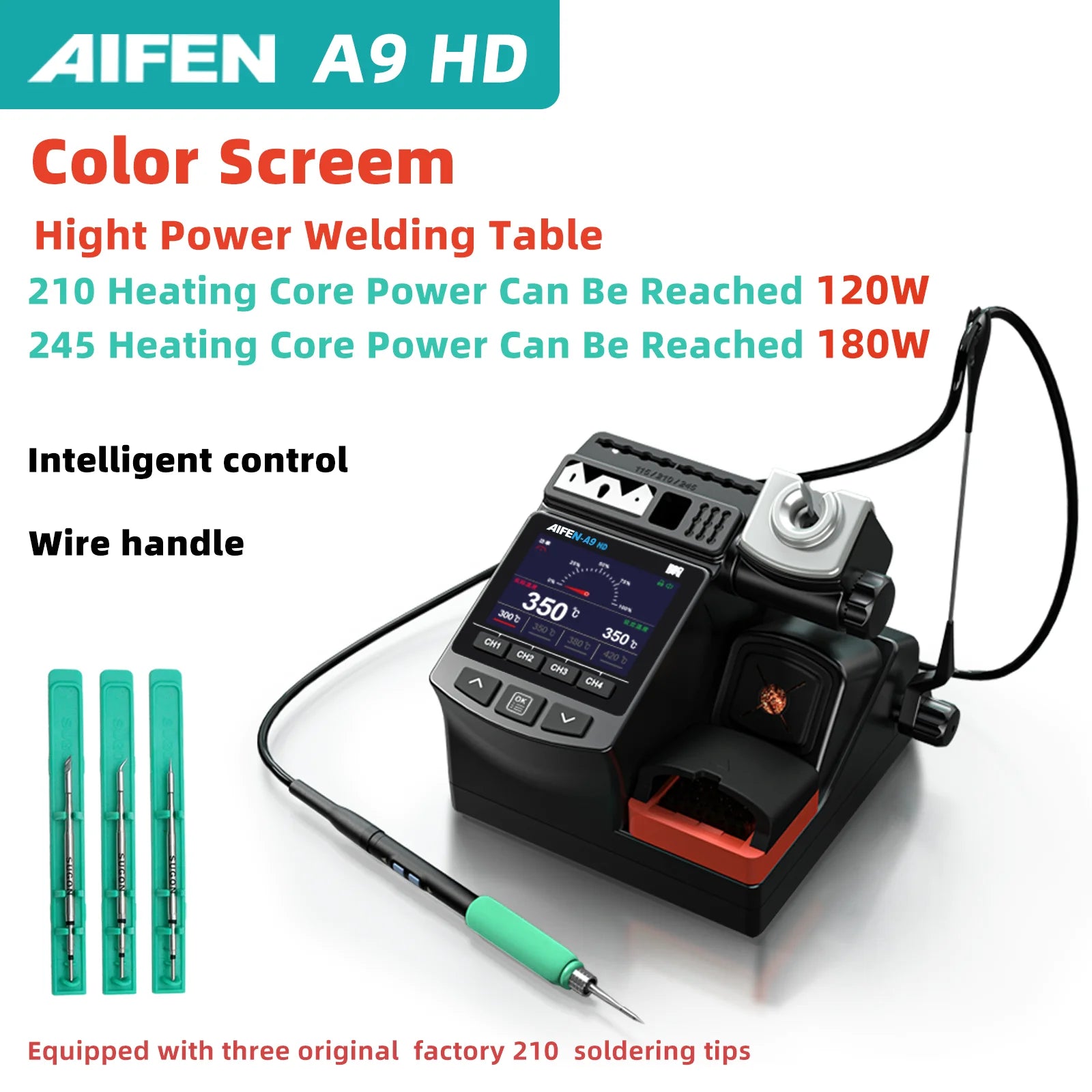 AIFEN A9HD Soldering Station Compatible Soldering Iron Tip 210 Handle Control Temperature Welding Rework Station