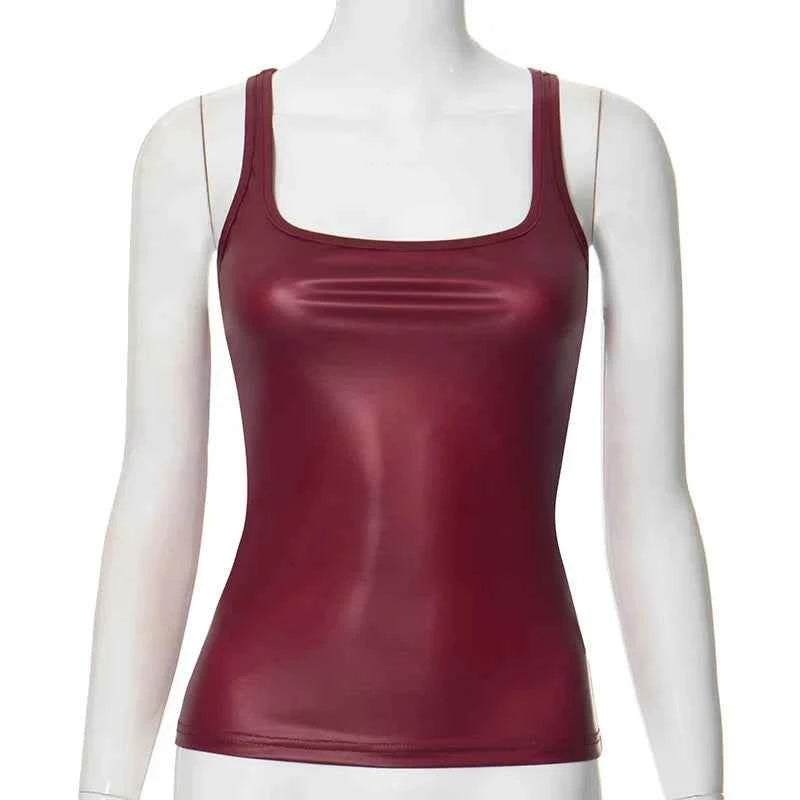 Women's Solid Square Collar Tank Top Sleeveless Y2K Korean Fashion Edgy Summer Ropa De Mujer Camison Verano