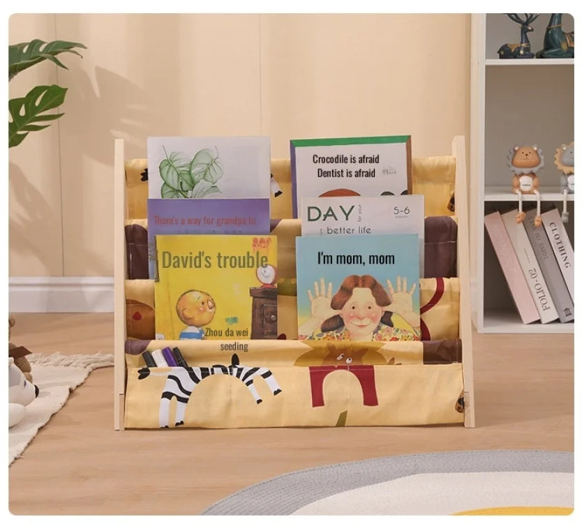 Home Multitier Solid Wood Reading Bookshelf Removable Floor Storage Bookshelf Children's Picture Book Organizer Storage Bookcase