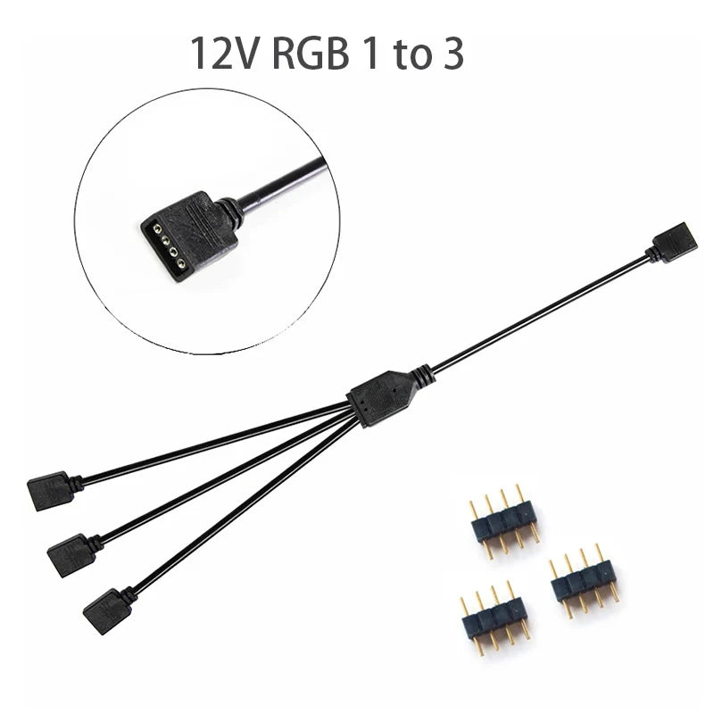 Sync Motherboard Cable 4PIN 12V RGB 3PIN 5V ARGB 1 to 2/1 to 3/1 to 4/1to 5 Extension line