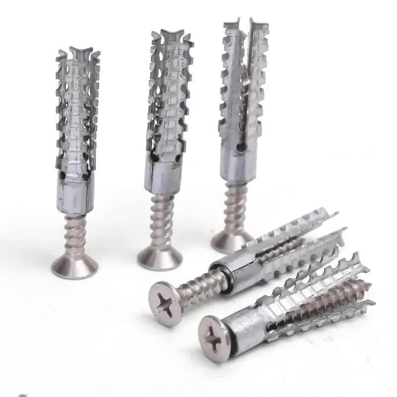 6/8mm Expansion Pipe for Hollow Walls Metal Expansion Screws Kit Self Tapping Screws Pipe Drilling Plug Fastener Bolt Anchors