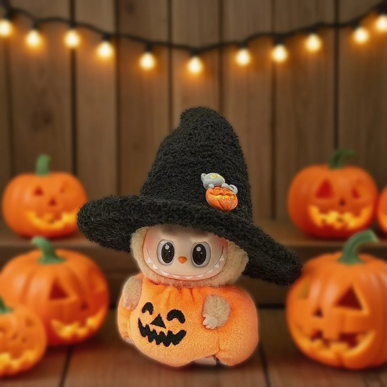 Plush Halloween Pumpkin Costume for 17cm Labubu Doll Accessories Pumpkin Style Dress  Set Fashion Clothes Outfit for Labubu Gift