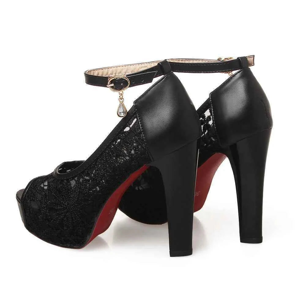 Lace Wedding Shoes Woman Peep Toe High Heels Women Shoes Platform Heels Summer Pumps Women Shoes High Heel Sandals tacones mujer