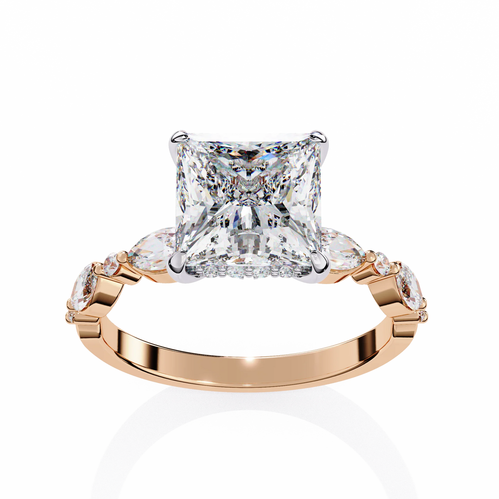 2.0 Carat Lab-Grown Princess Cut Diamond Ring Trending Classic 14K Yellow Gold Engagement & Wedding Jewelry eternity vermeil