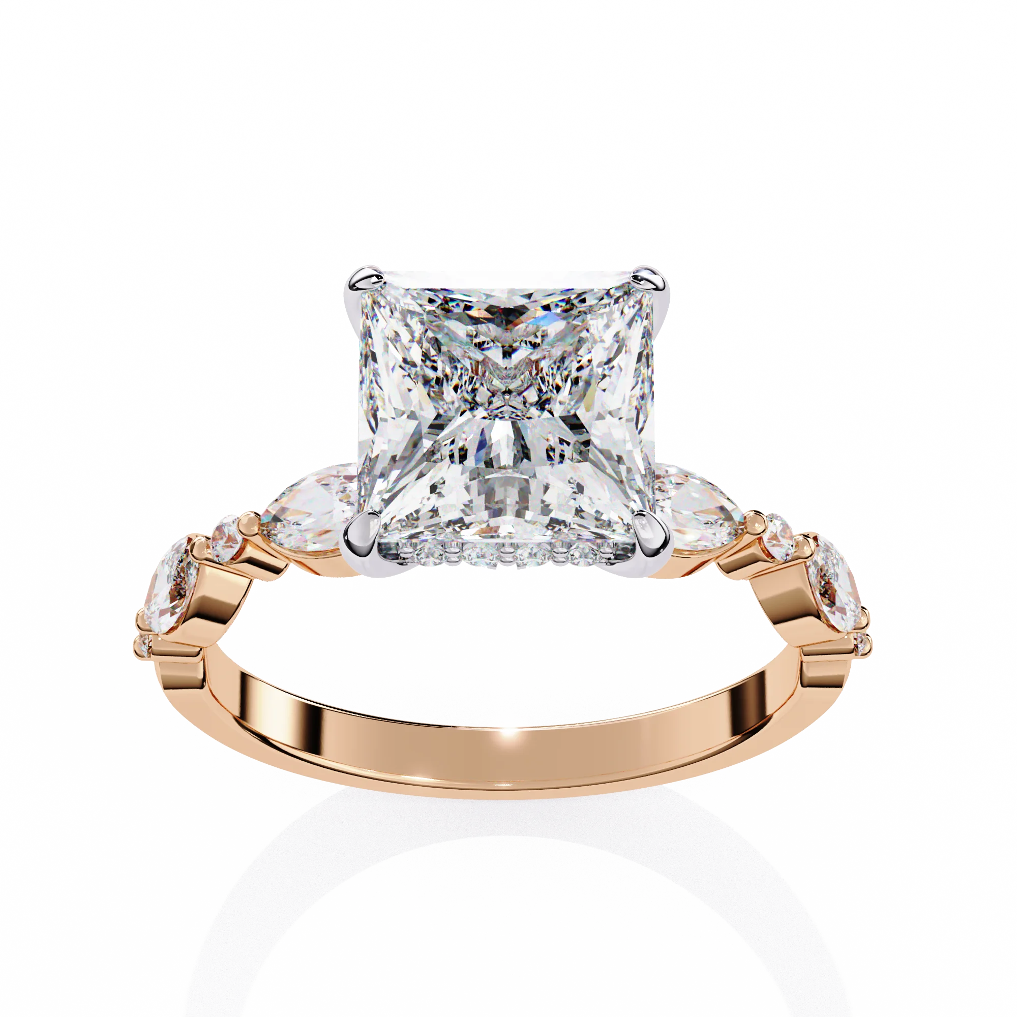 2.0 Carat Lab-Grown Princess Cut Diamond Ring Trending Classic 14K Yellow Gold Engagement & Wedding Jewelry eternity vermeil