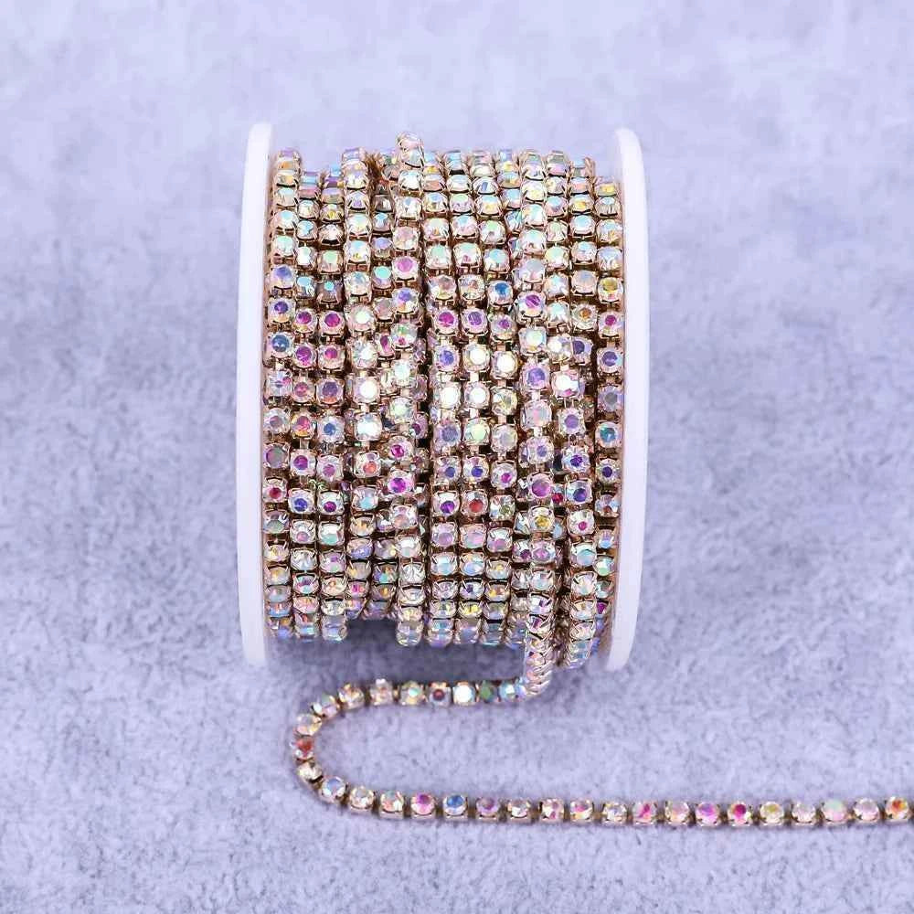All Color Claw Chain Electrophoresi Rhinestones Trim Stone Gold Diamond Strass Decorative Applique Crystal Trimmings For Dresses