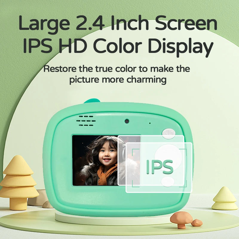 Kids Camera Instant Print 1080P HD Toddler Digital Video Camera 2.4-Inch Toy for Girls Boys Age 3-12 Christmas Birthday Gift