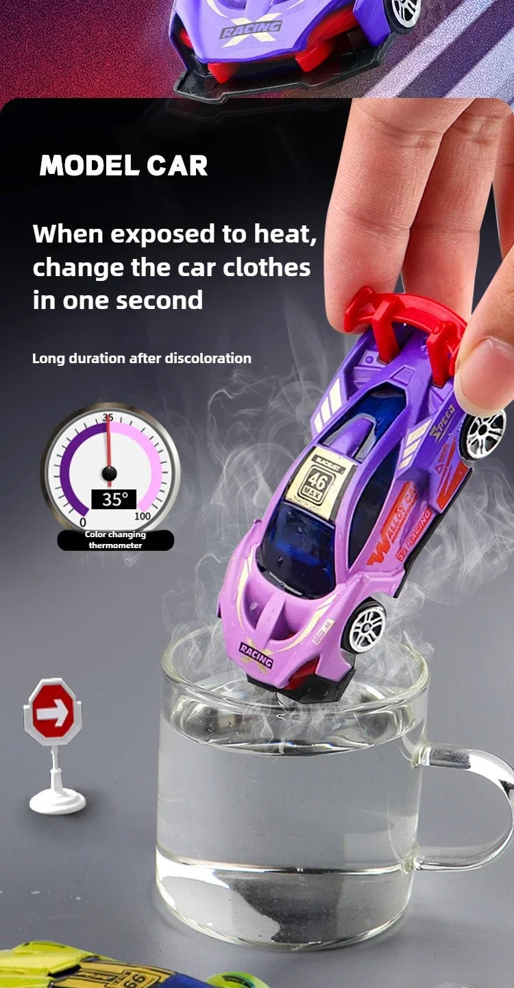 1:64 Temperature Sensitive Color Changing Magic Car Inertia Pull Back Alloy Racing Cars Crash-Resistant Toys Boy Birthday Gift