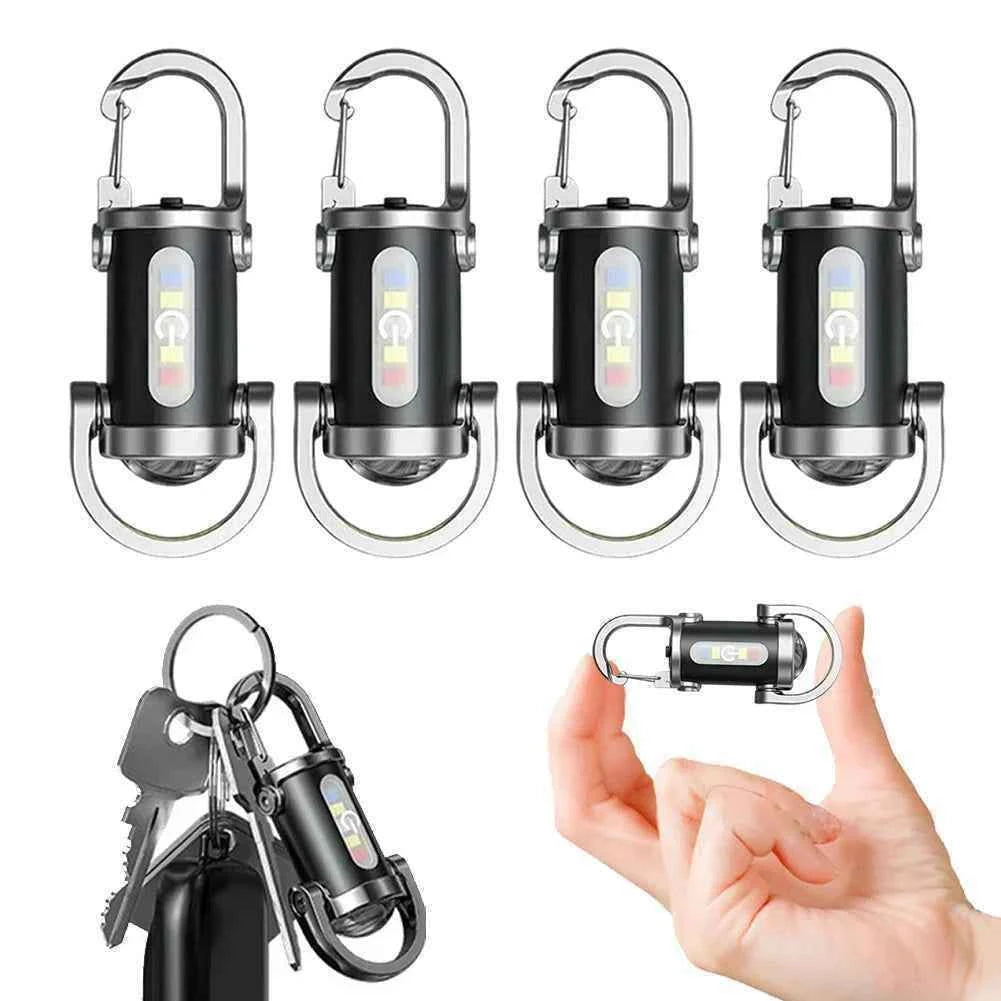 COB LED Keychain Flashlight Multifunctional Pocket Flashlight USB Rechargeable Portable Keychain Torch for Camping Hiking