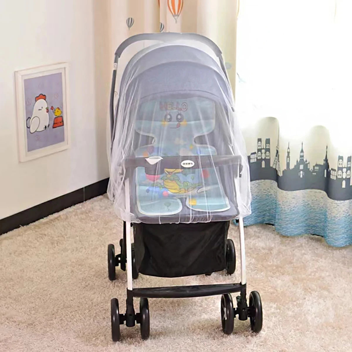 Baby Stroller 360 ° Full-Cover Mosquito Net for Baby Strollers; Universal Encrypted Anti-Mosquito Net for Strollers; Portable Insect-Proof and Light-Blocking Large Mosquito Protection Net Cover.