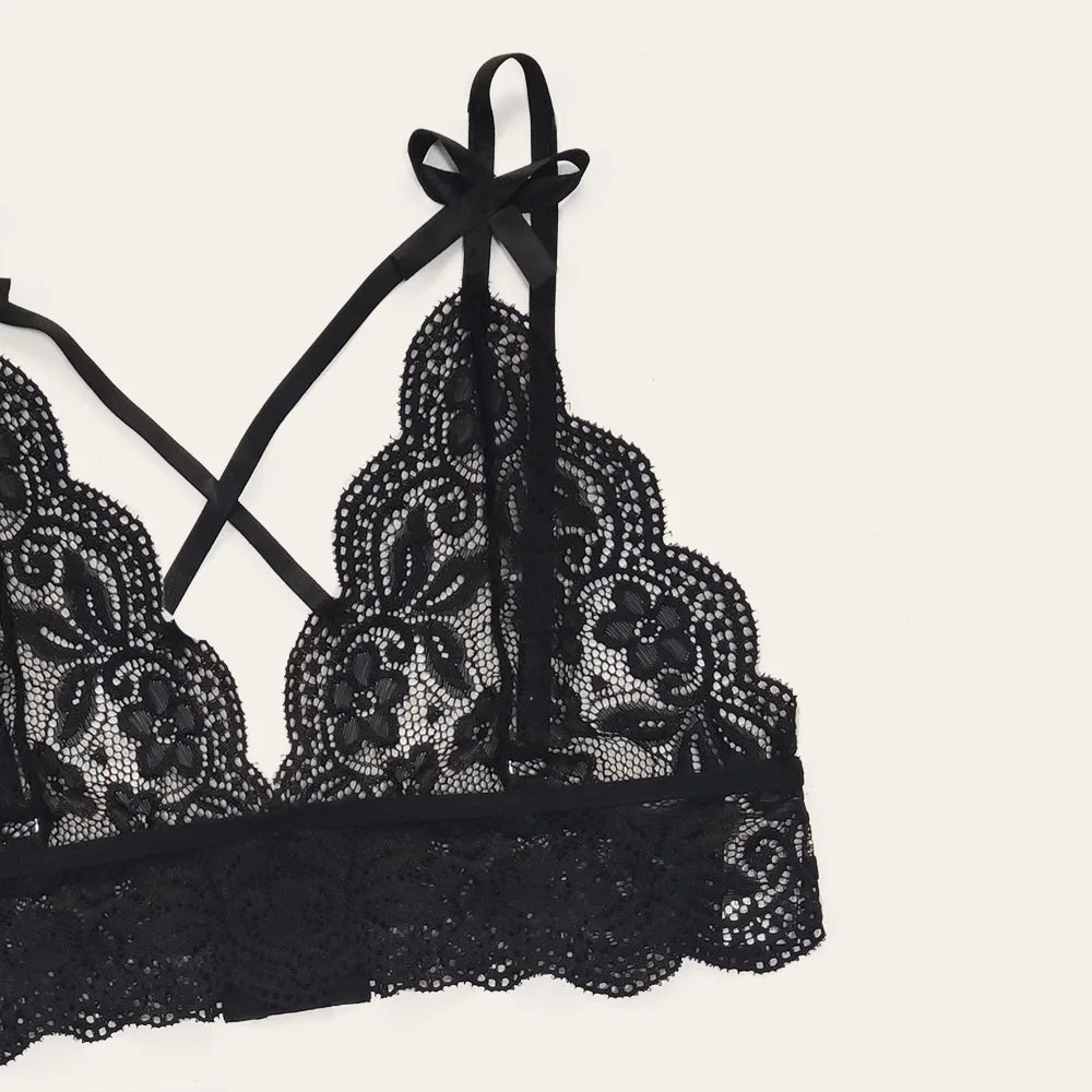 Hot Perspective Sexy Lingerie Women Lace Bra Cross Belt Brief Sets Sexy Underwear Set Erotic Lingerie Sleepwear For Woman 2022