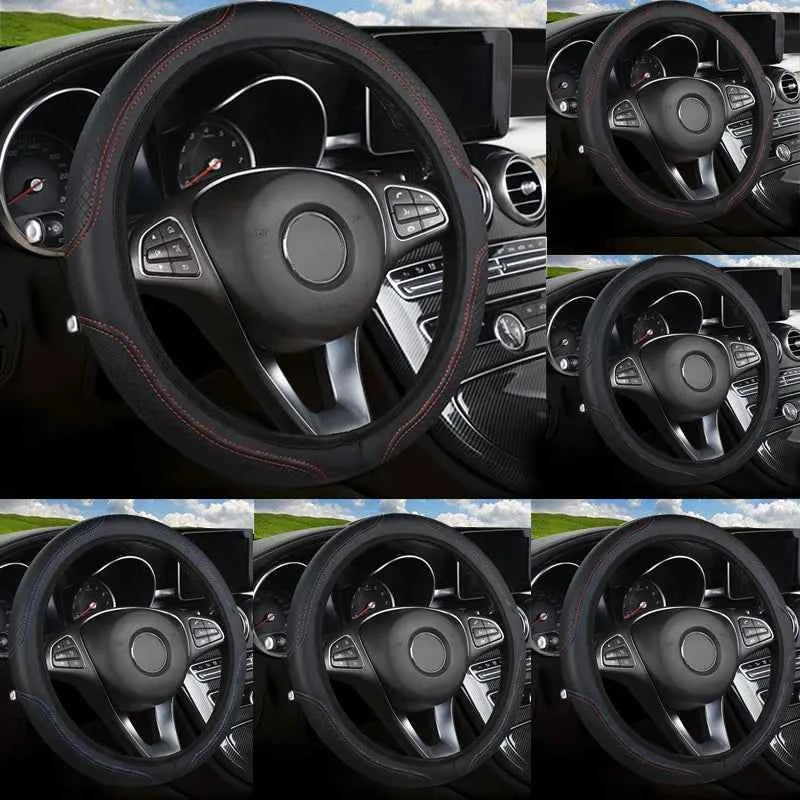 The car steering wheel cover has no inner ring Steering Wheel Cover Anti Slip Breathable  Cover Universal Microfiber Leather
