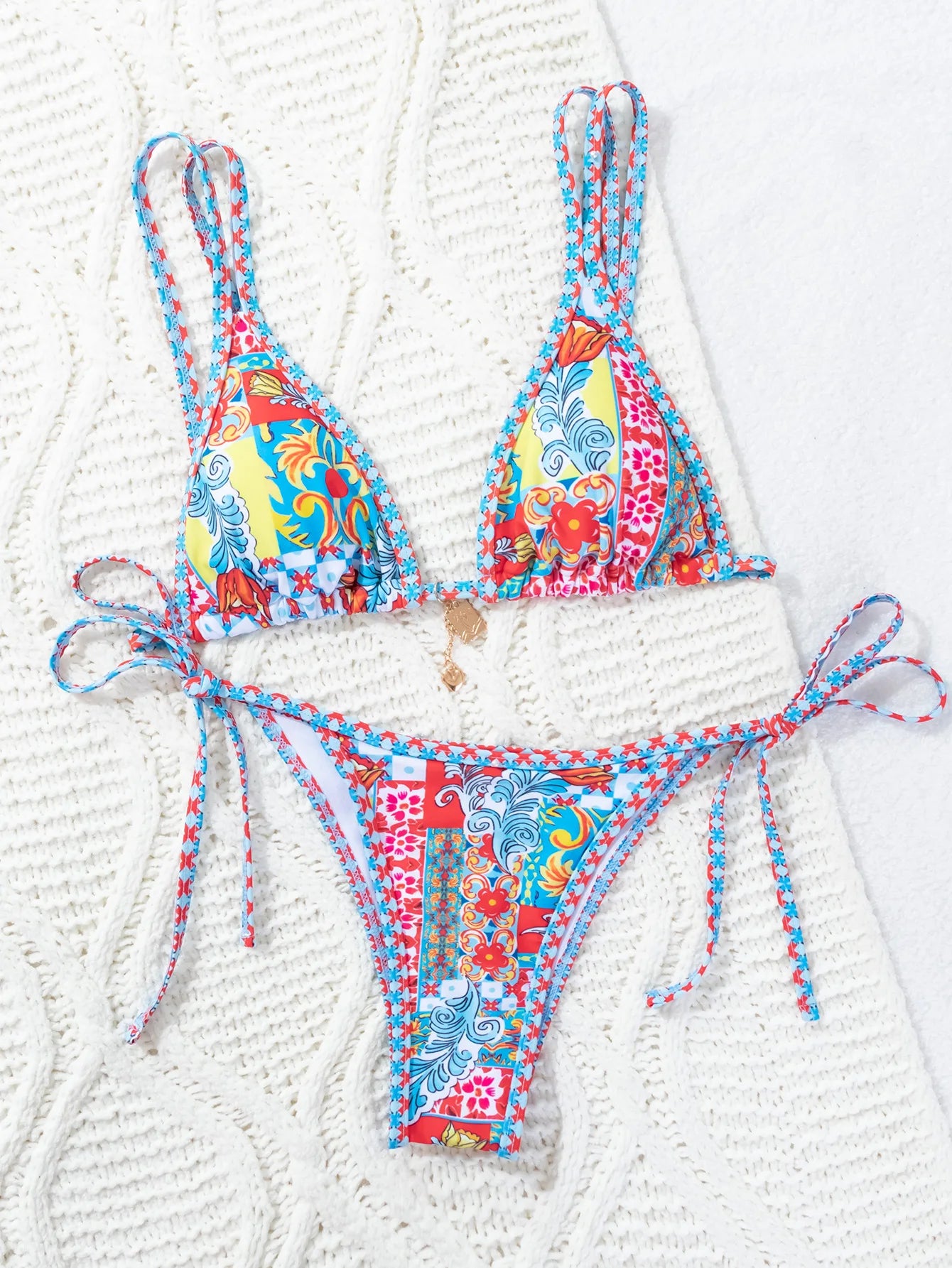 "2026 New Triangle Bikini Set - Floral Print Push Up Swimsuit & Brazilian Bottoms"