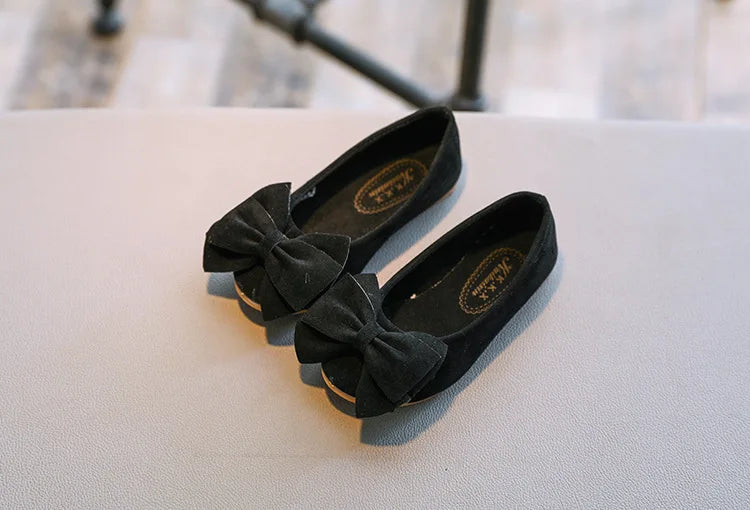 Baby Girls Shoes Princess Bow-knot Flock Fabric Spring Autumn Kids Flats Children Casual Loafers Candy Color Toddlers Shoes Soft