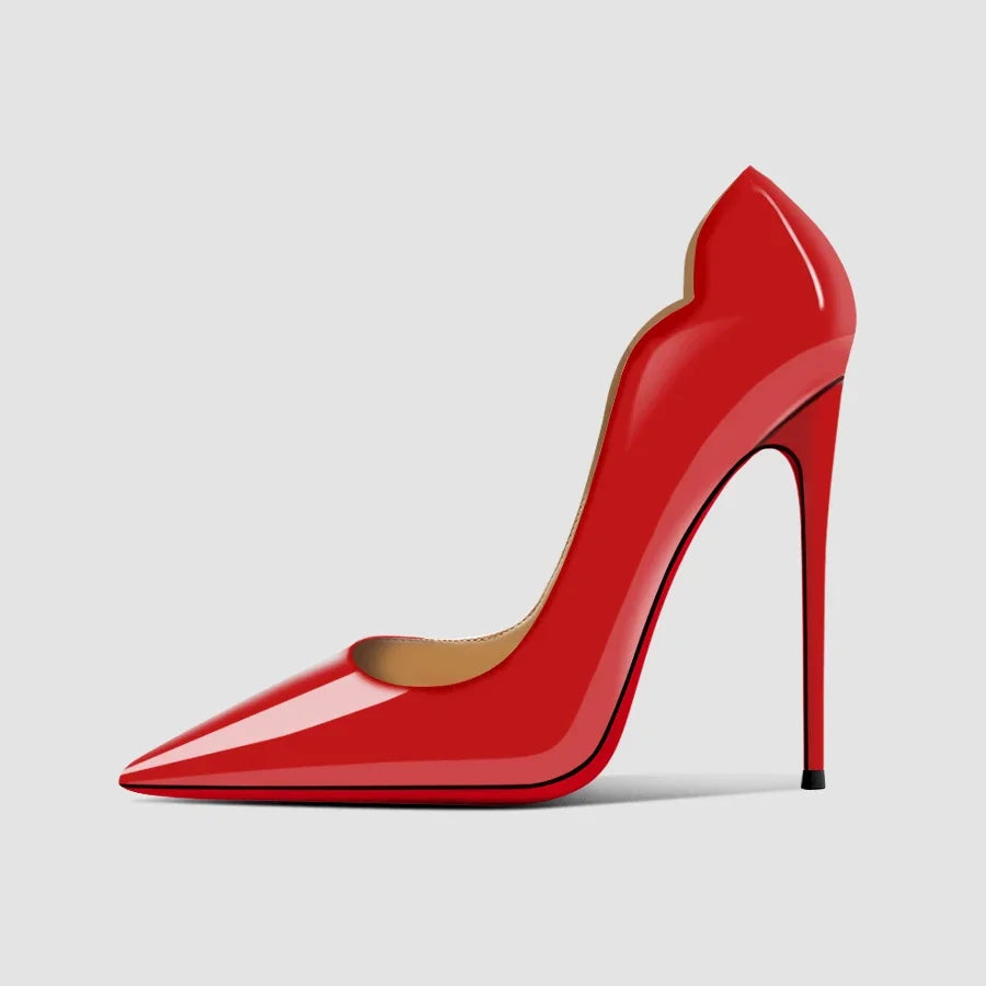 New 12cm pointed black high heels for women with slim heels, versatile and sexy, light mouth plus size single shoes 33-46