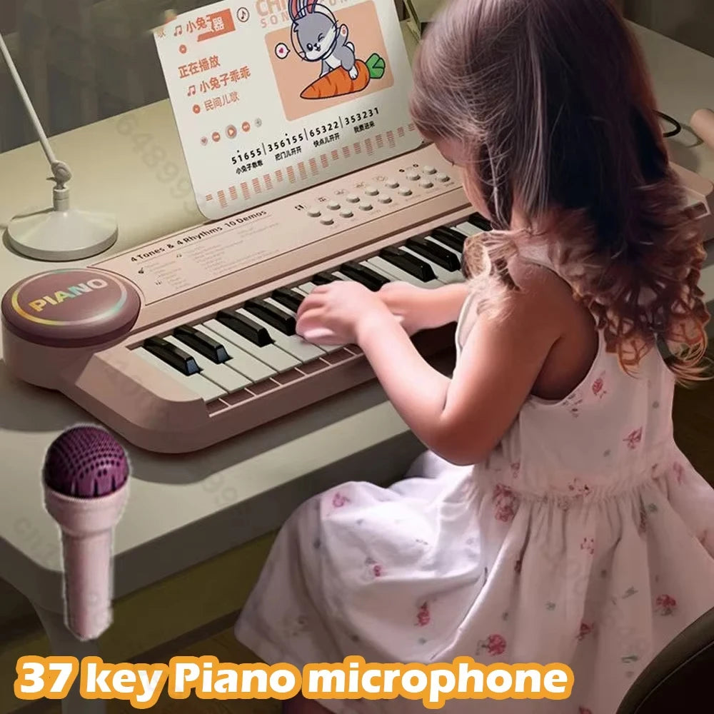 Kids Piano Keyboard 37 Keys Multifunctional Electronic Piano with Microphone Children's Early Education Educational Toys