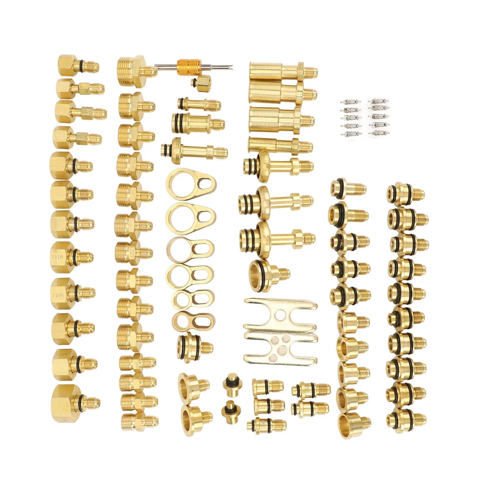 77Pcs Car Air Conditioning Leak Test Kit Brass Ac Leak Detection Tools Connector Repair Kit for Car Auto AC