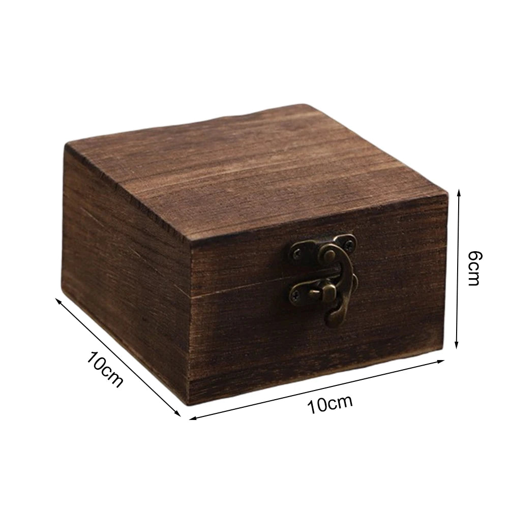 Square Wooden Storage Box With Lid Retro Flip-top Wooden Box Giving Box 10*10*6CM Jewelry Organizer Box For Home Decoration