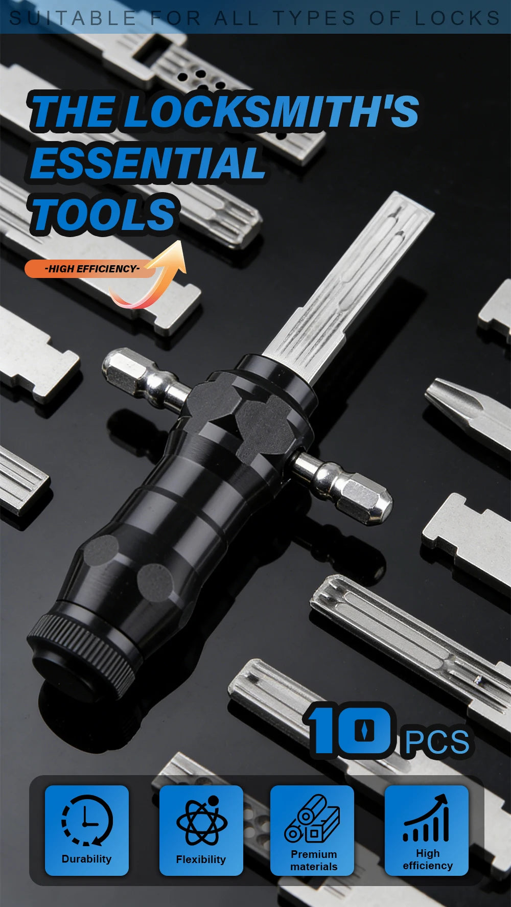TUNGFULL Locksmith Tool Set Professional Lock Tools Kit T Handle Lock Repair Equipment For Technicians Lock Decoder Tool