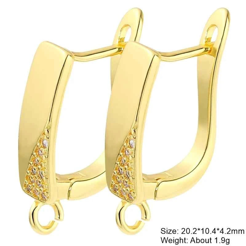 Juya Handmade 18K Real Gold Plated Earwire Fasteners Earring Hooks Accessories For DIY Women's Anti-Allergy Earrings Making
