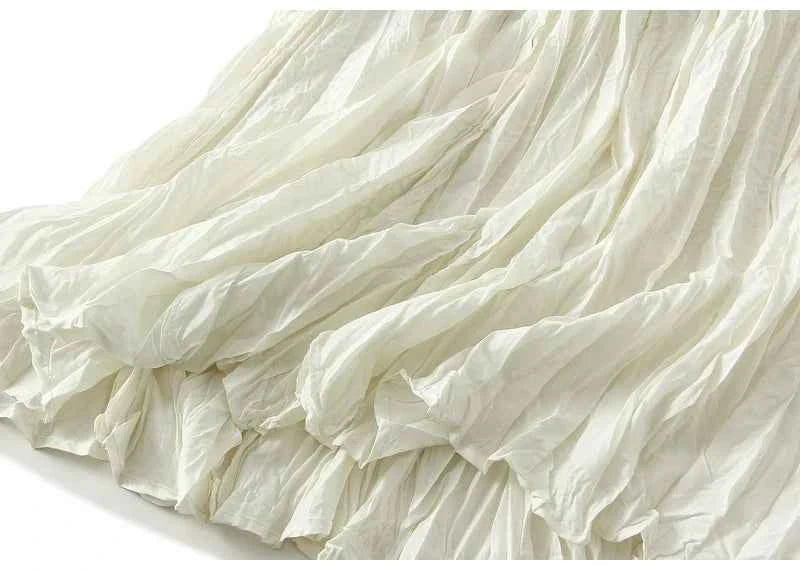 KarSaNy Long Pleated Skirts For Woman High Waist Large Hem White Skirt Summer Women's A Line Maxi Skirts For Women 2026 Long