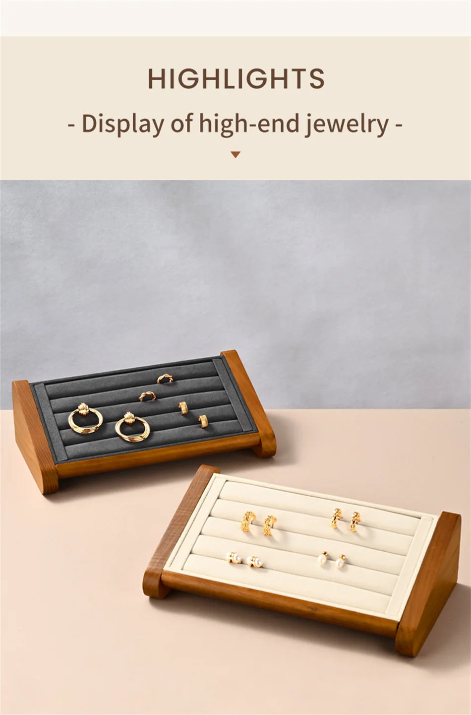 Oirlv Wooden Ring Jewelry Display Stand Jewelry Organizer Rack Earring Storage Rack Counter Ring Display Stand Ring Display Prop