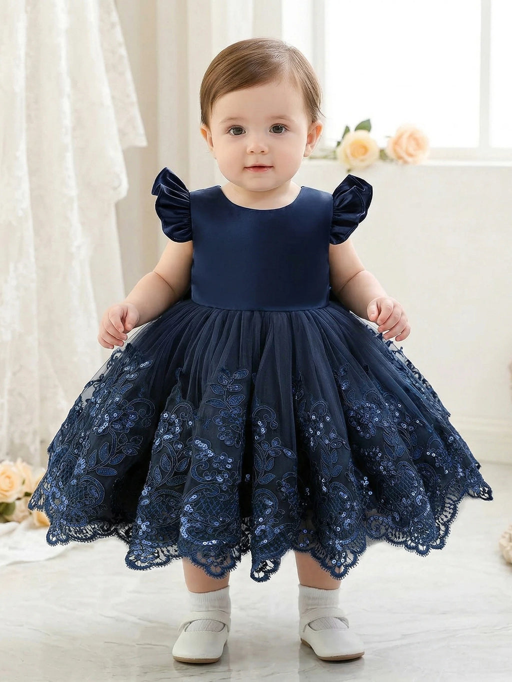 Baby Girl Casual Simple Woven White Round Neck Sleeveless Detachable Three-Dimensional Bow Dress Birthday Party,Evening Party