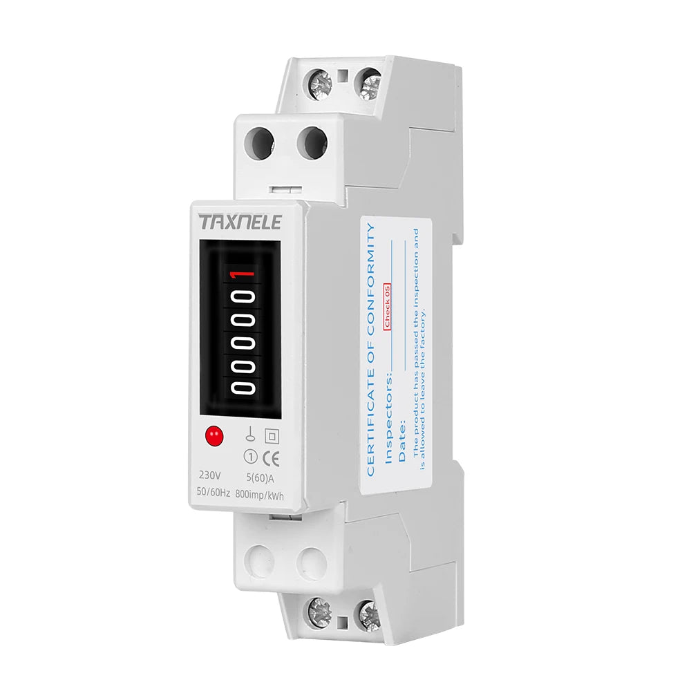18mm Single Phase 1P 2 Wire Digital Wattmeter Power Consumption Analog Energy Meter kWh AC 230V 50Hz LCD Electric Din Rail Mount