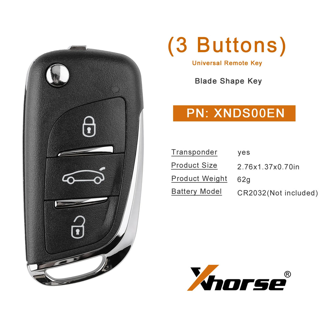EU Version XHORSE XNDS00CH VVDI2 DS Type Wireless Universal Key Remote 3 Buttons Compatible with VVDI2 Programmer 10PCS