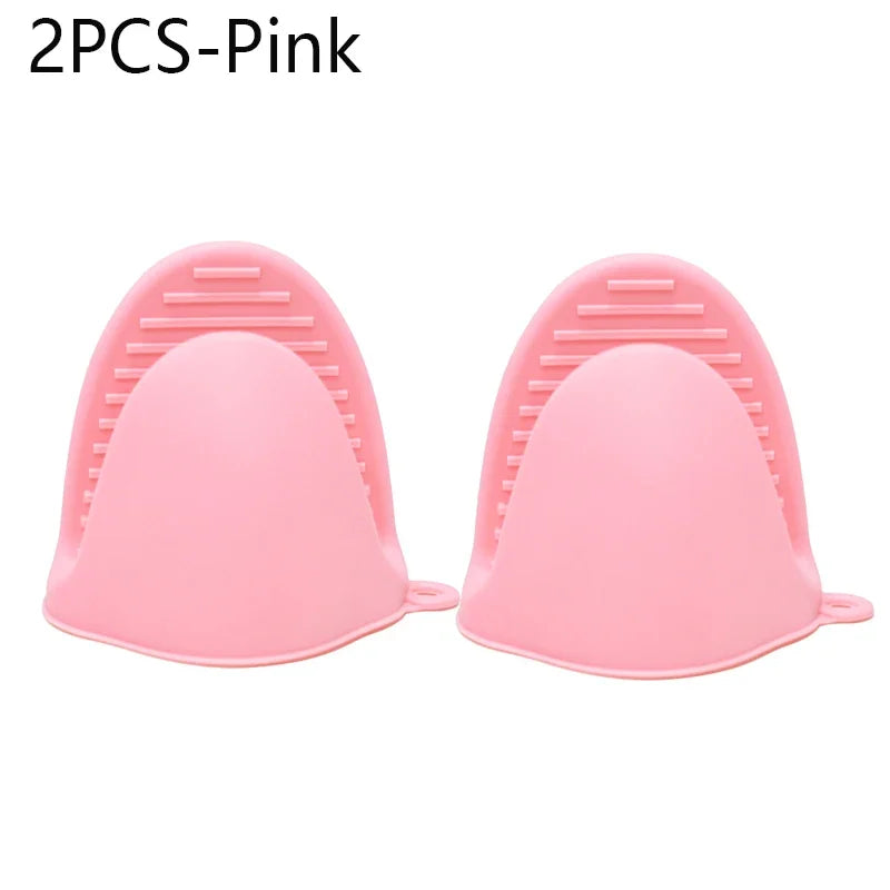 2PCS Oven Mitts Silicone Oven Glove Heat Resistant Pinch Mitts Anti Scalding Non Slip Gloves Clips Pot Holder Baking Oven Mitts