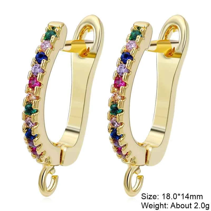 Juya Handmade 18K Real Gold Plated Earwire Fasteners Earring Hooks Accessories For DIY Women's Anti-Allergy Earrings Making