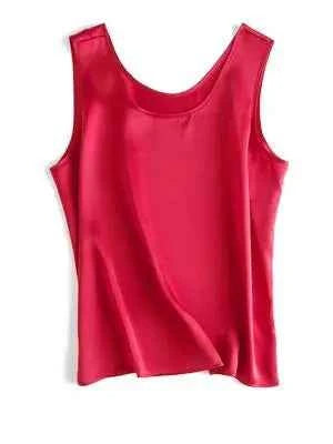 SuyaDream. Women Basic Cozy Tanks, 100%Real Silk, O neck Sleeveless Chic T Shirt, 2025 Solid Summer Vests, White, Pink, Beige