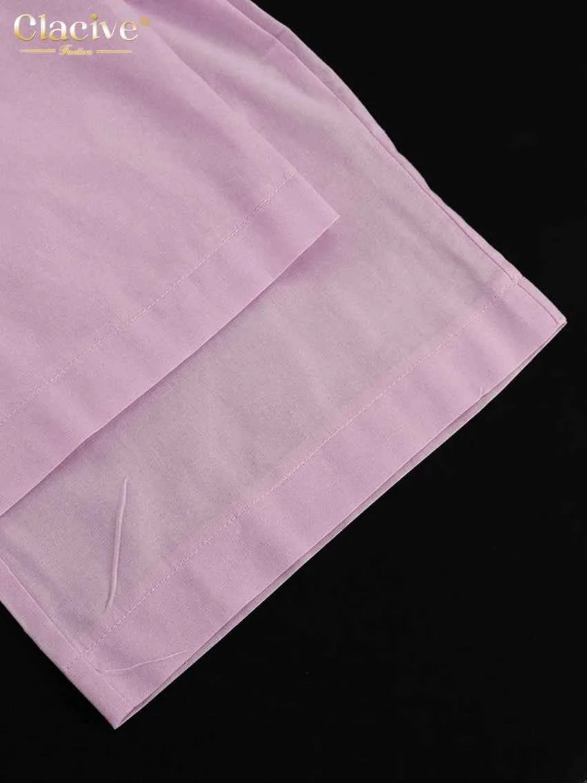 Clacive Summer Loose Pink Cotton 2 Piece Set Women Outfit 2025 Fashion Sleeveless Tank Top With High Waist Wide Pants Set Female