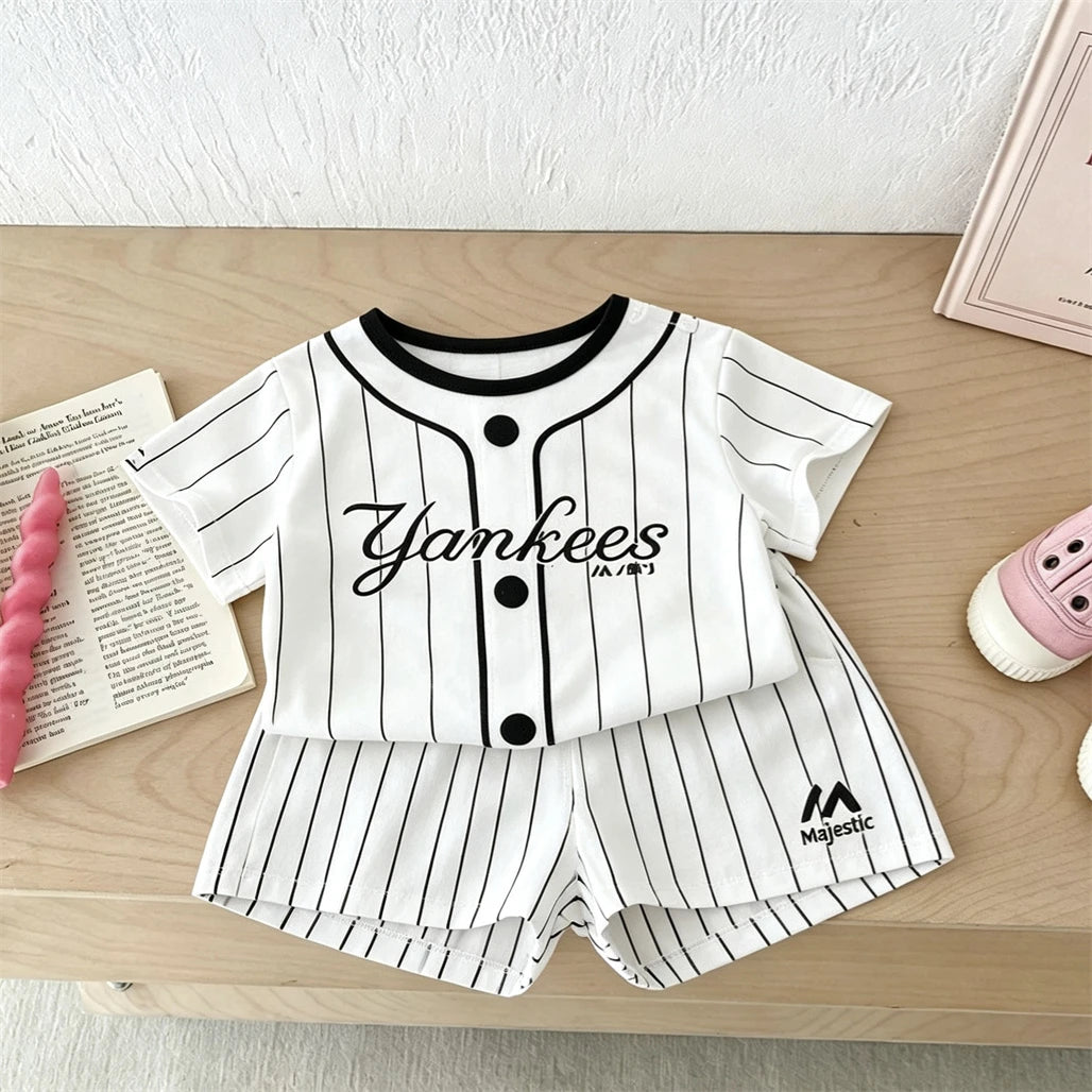 Boys Trendy Costume Printed T-shirt+Shorts Casual Sports Wear Cartoon Tees All-match Shorts Two Piece Set Toddler Clothing