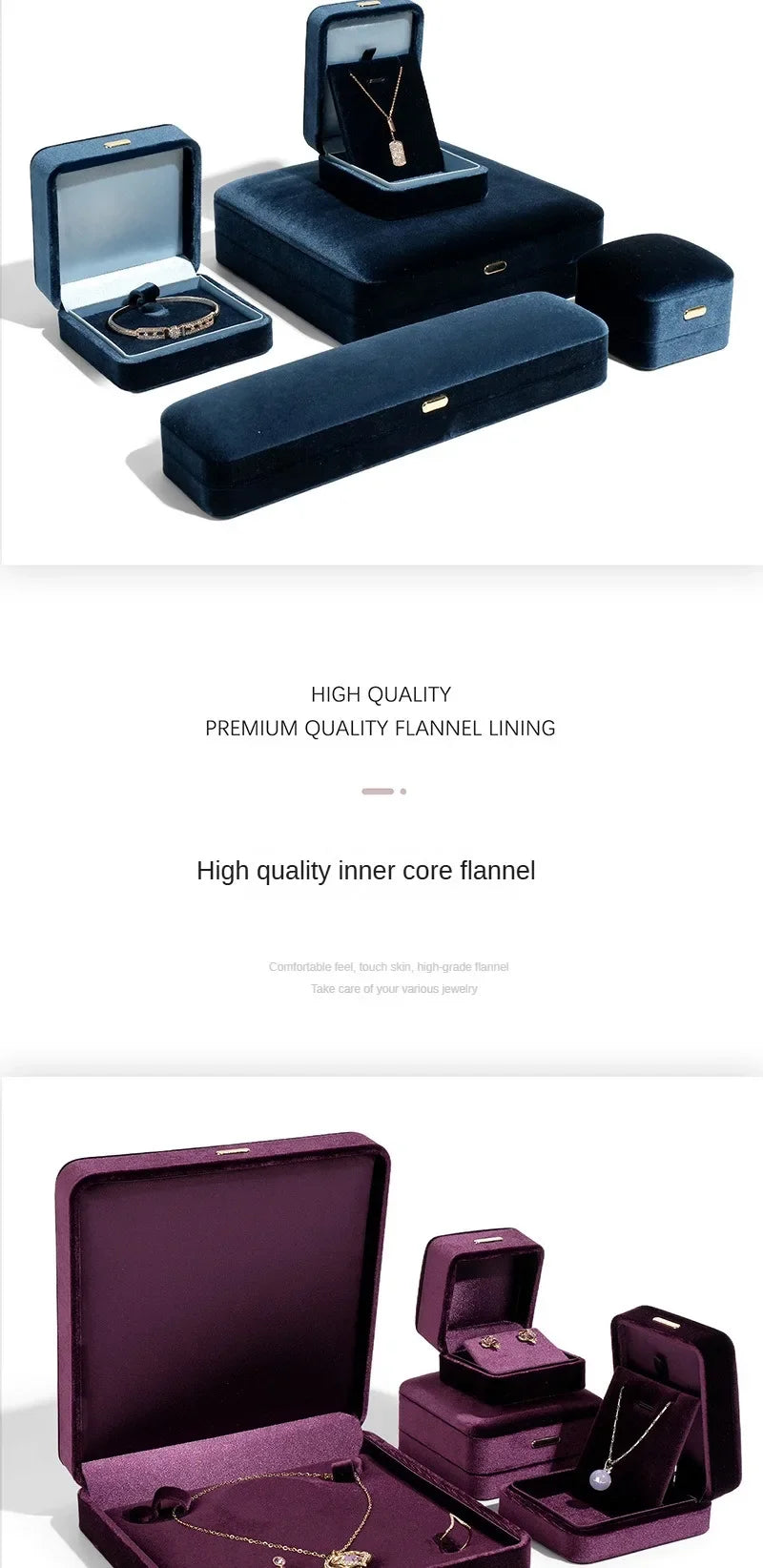 High Grade Retro Velvet Jewelry Organizer Box Ring Earrings Bracelet Necklace Storage Gift Jewelry Packaging Case