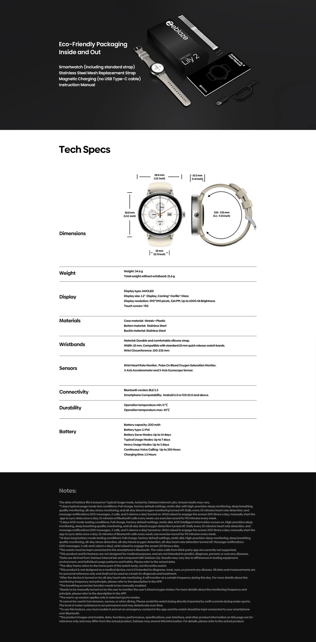 NEW 2025 Zeblaze Lily 2 Bluetooth Calling Smartwatch 1.2" AMOLED Screen Double Straps Health Monitoring Smart Watch for Women