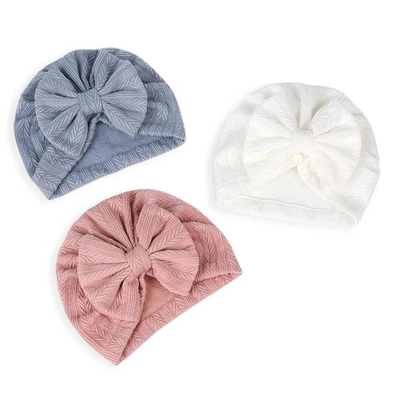 New Baby Hat For Newborn Infant Bows Turban Cap Autumn Winter Soft Baby Girl Bonnet Beanie Headwraps