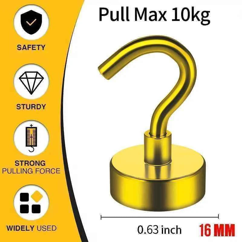 3/6Pcs Magnetic Hooks Heavy Duty, 25 LBS Strong Magnets with Metal Hooks for Refrigerator, Kitchen, Workplace
