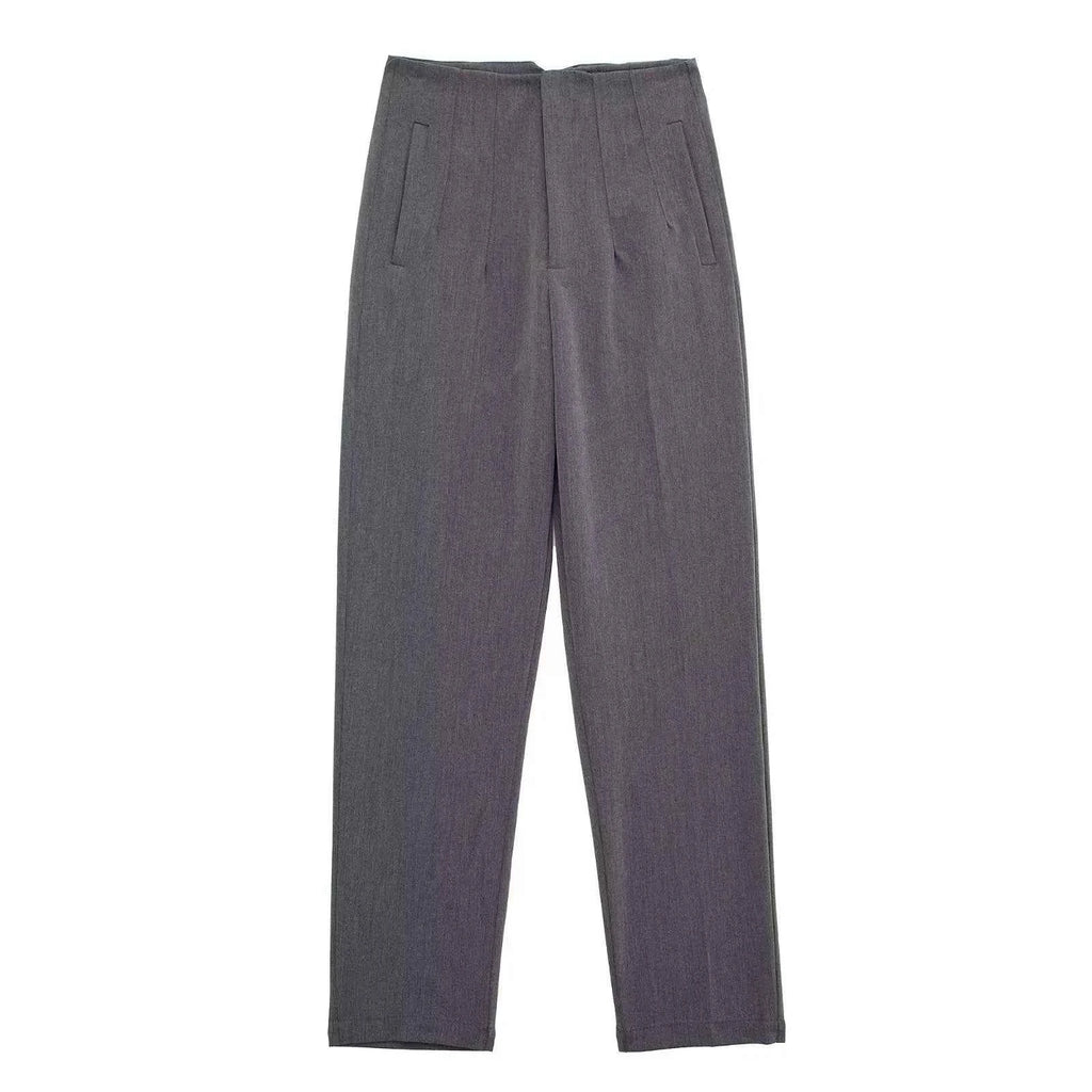 Willshela Women Fashion Straight Pants High Waist Front Zipper Trousers Vintage Full Length Female Chic Lady