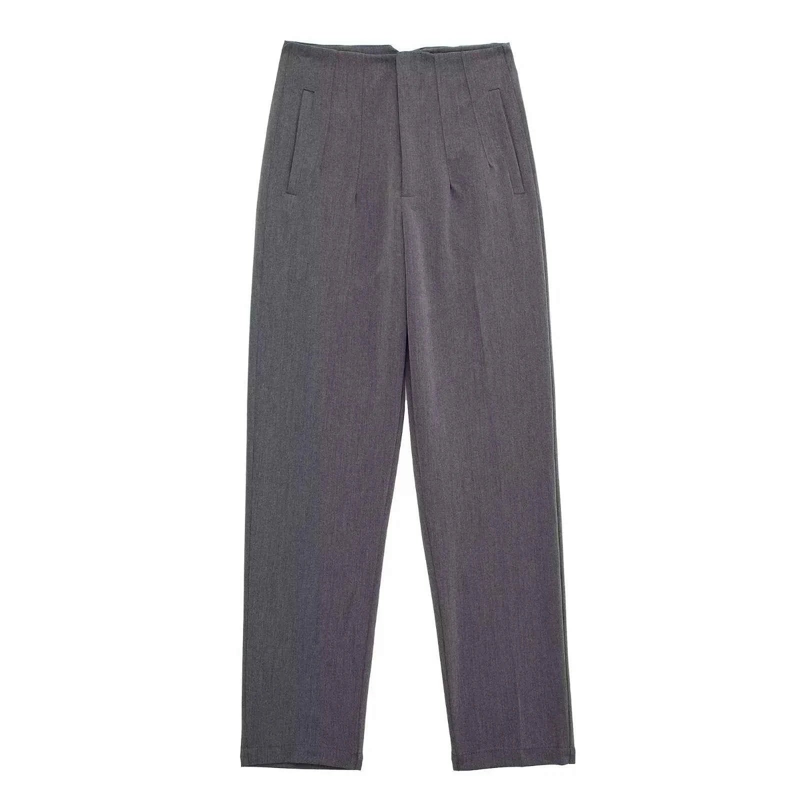 Willshela Women Fashion Straight Pants High Waist Front Zipper Trousers Vintage Full Length Female Chic Lady