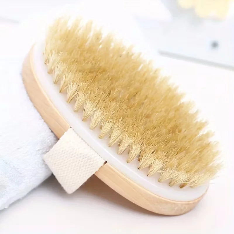 Wooden Bristle Body Brush Natural Wet Dry Bath Massager for Skin Deep Cleansing Exfoliation Skincare Tools for Home Use