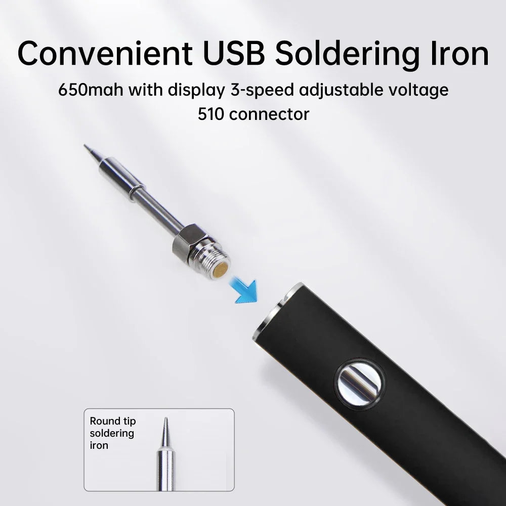 510 Smart Soldering Iron Kit Adjustable Voltage USB Powered Perfect for Electronics Enthusiasts and DIY Tasks