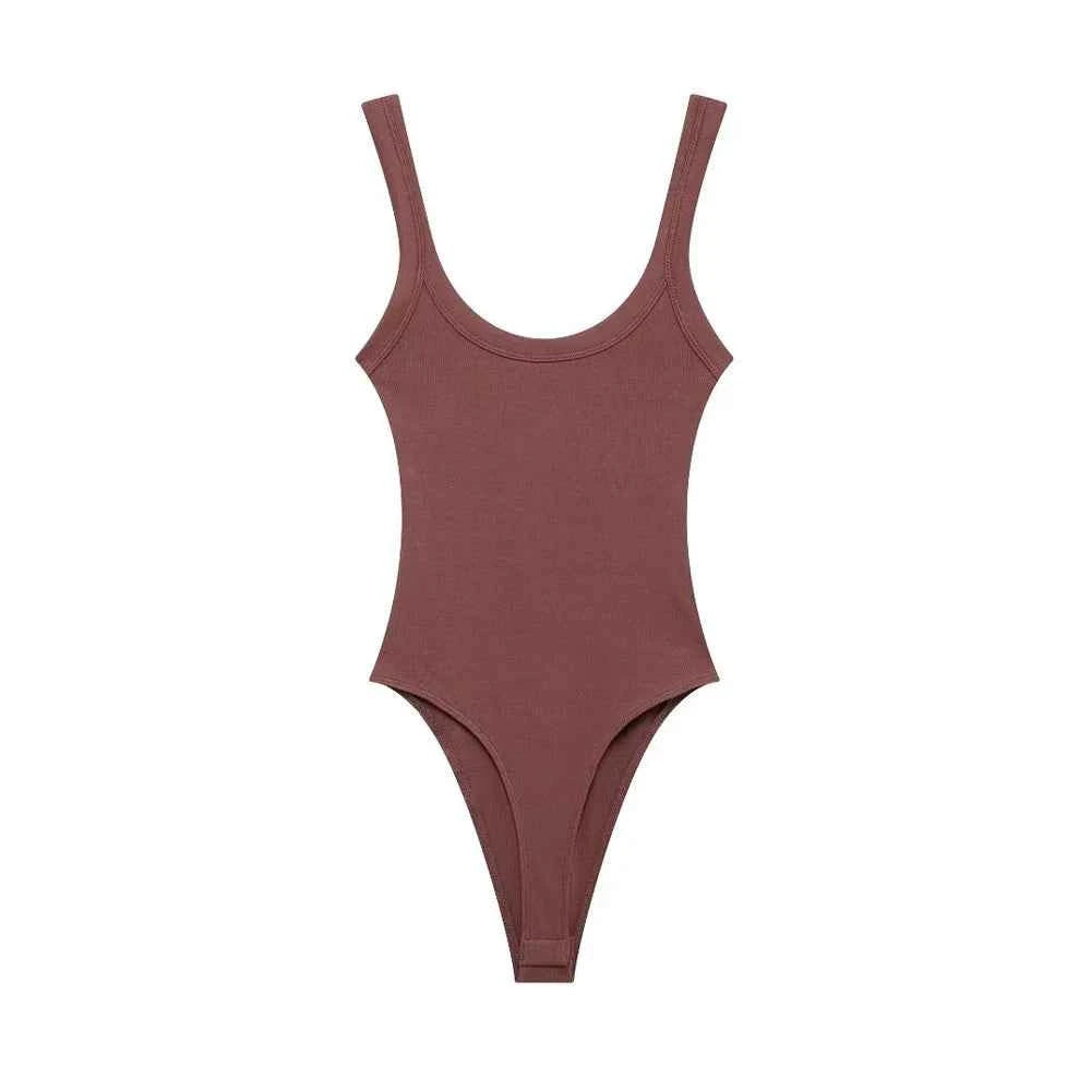 Skinny Ribbed Bodysuits for Women, O Neck, Straps, Snap-Button, Female Playsuits, Sexy Fashion