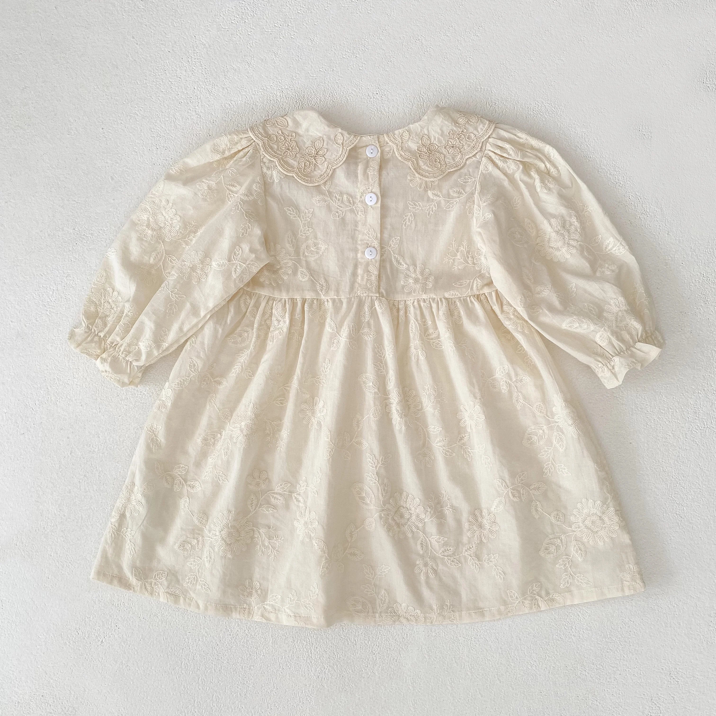 Autumn Baby Bodysuit Sisters Dress Flower Embroidery Dress Infant Girls Toddler Outfit  Baby Girls Rompers Family Sister Dress