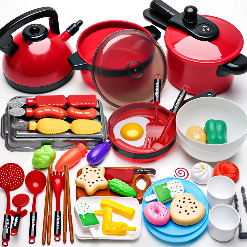 Children's Educational Play Kitchen Set – Pretend Play Cookware with Simulated Induction Cooker, Cooking & Cutting Toys for Boys